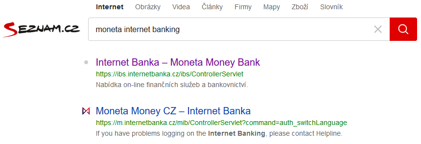 seznam vyhledávání výrazu moneta internet banking